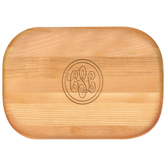 Double Circle Monogram Small 10-inch Wood Bar Board